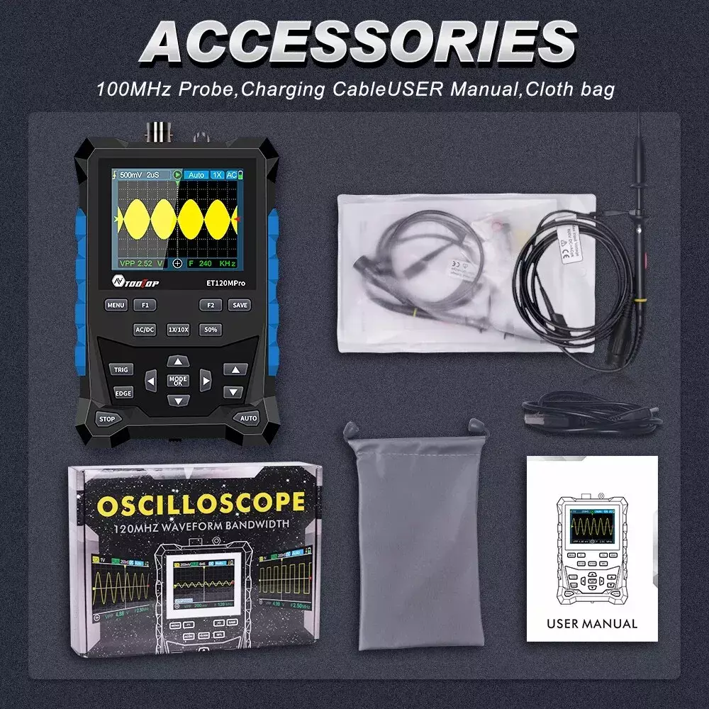 Handheld Pocket 120 MHz Digital Color Oscilloscope - Single Channel - Image 18