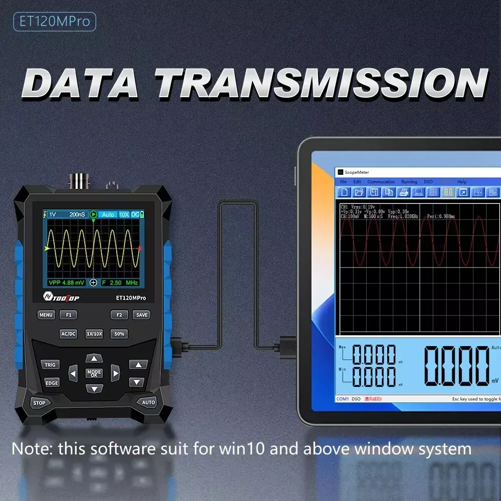 Handheld Pocket 120 MHz Digital Color Oscilloscope - Single Channel - Image 8