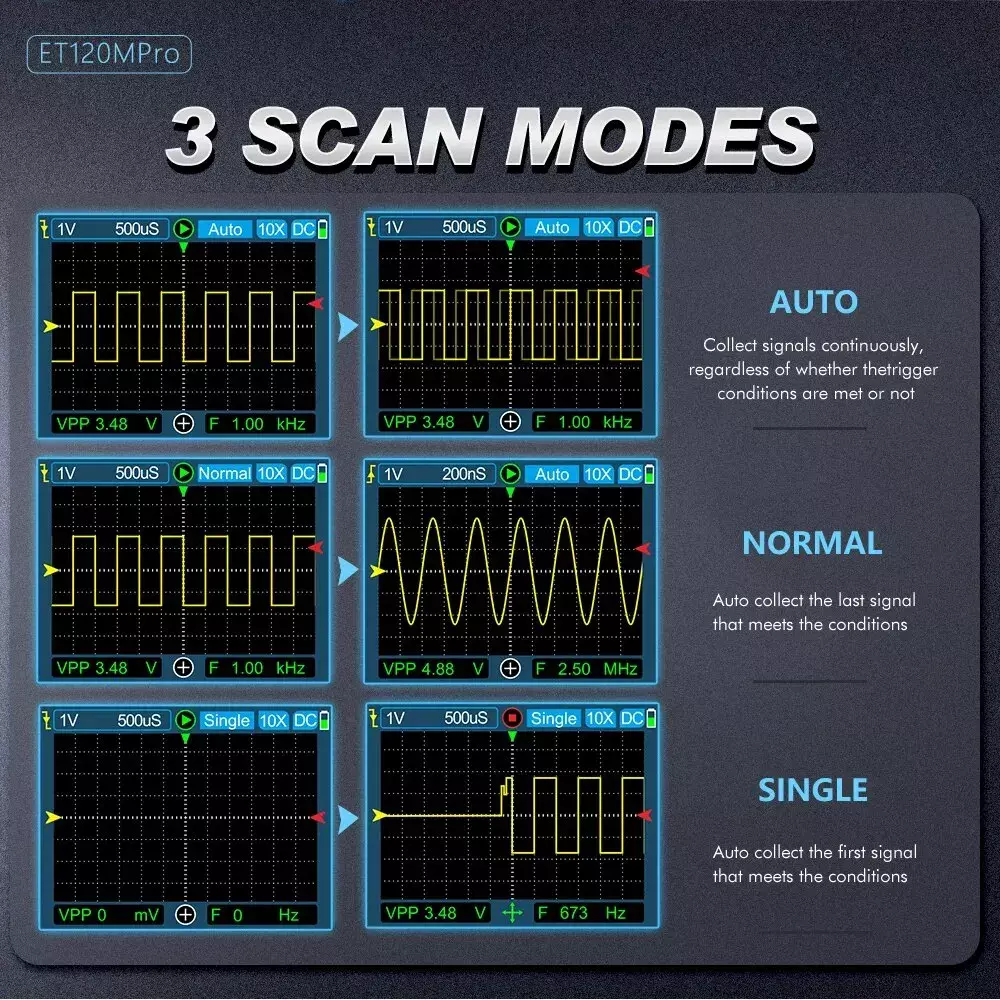 Handheld Pocket 120 MHz Digital Color Oscilloscope - Single Channel - Image 9