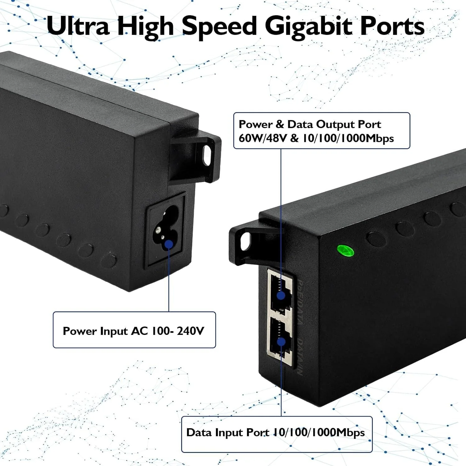 60W Gigabit PoE+ Injector - Image 3