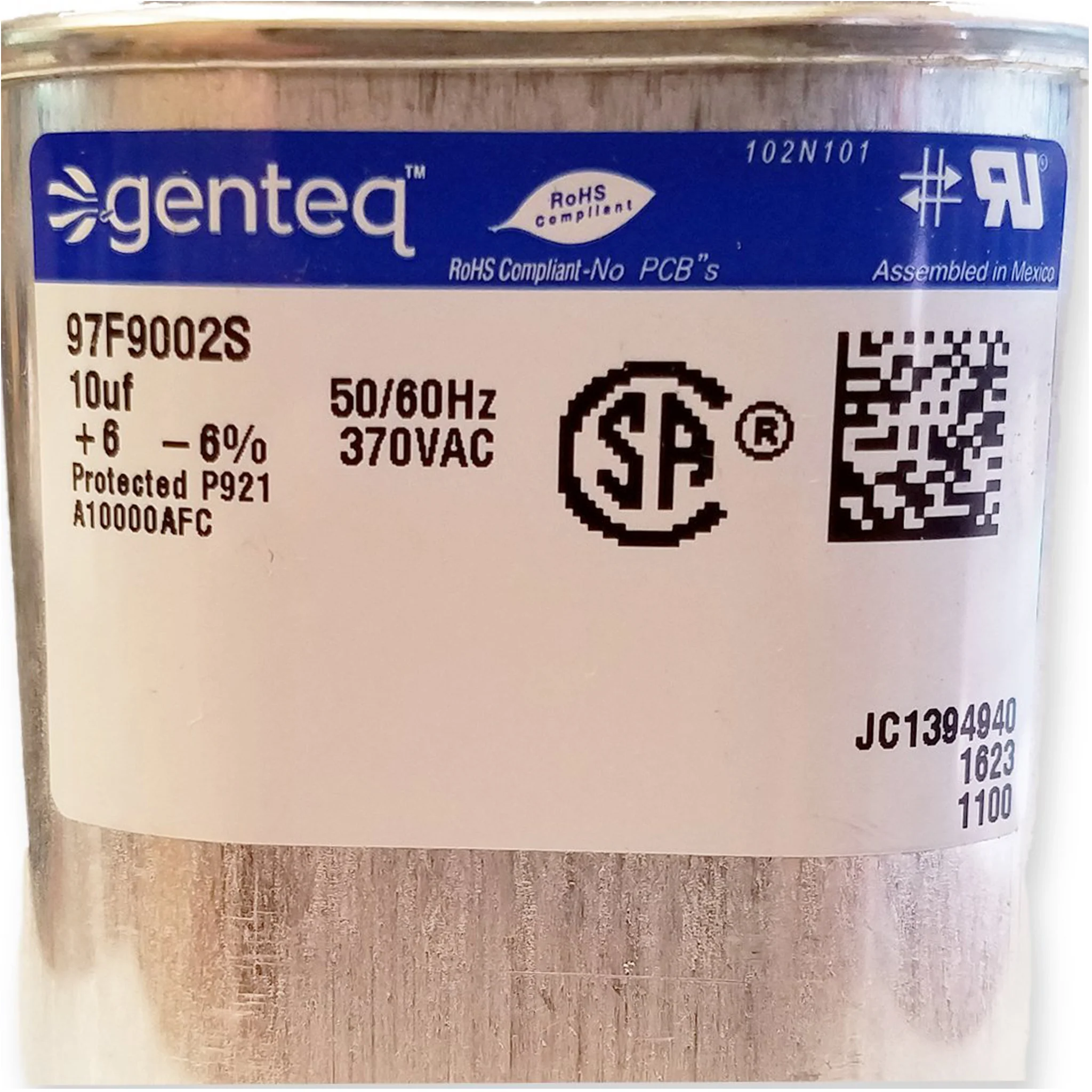 Motor Run Capacitor 10uFD, 370VAC, Oval - Image 2