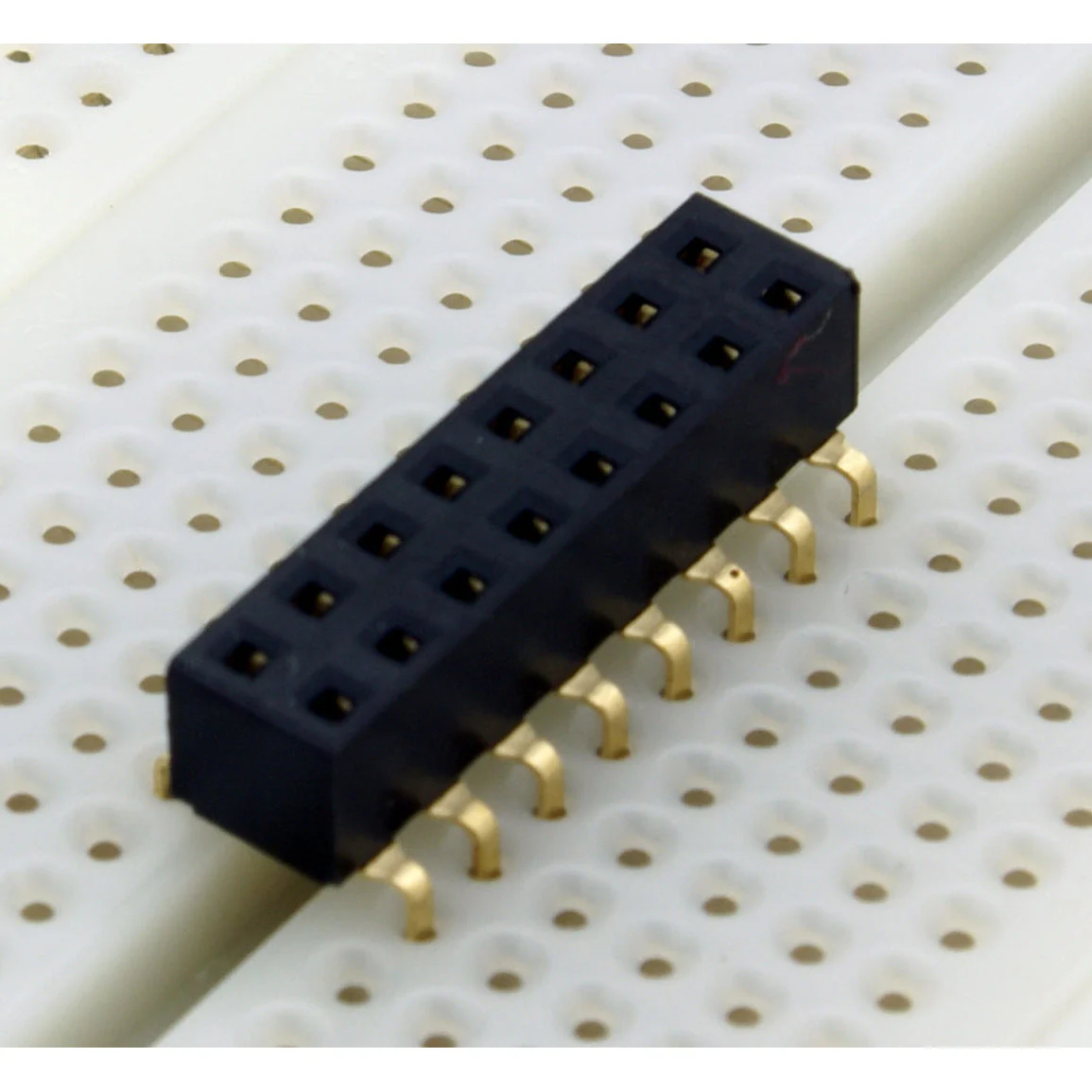 16-pin Dual-Row Female Header, 0.1″ Pitch, Spans Breadboard Gap (D147) - Image 4