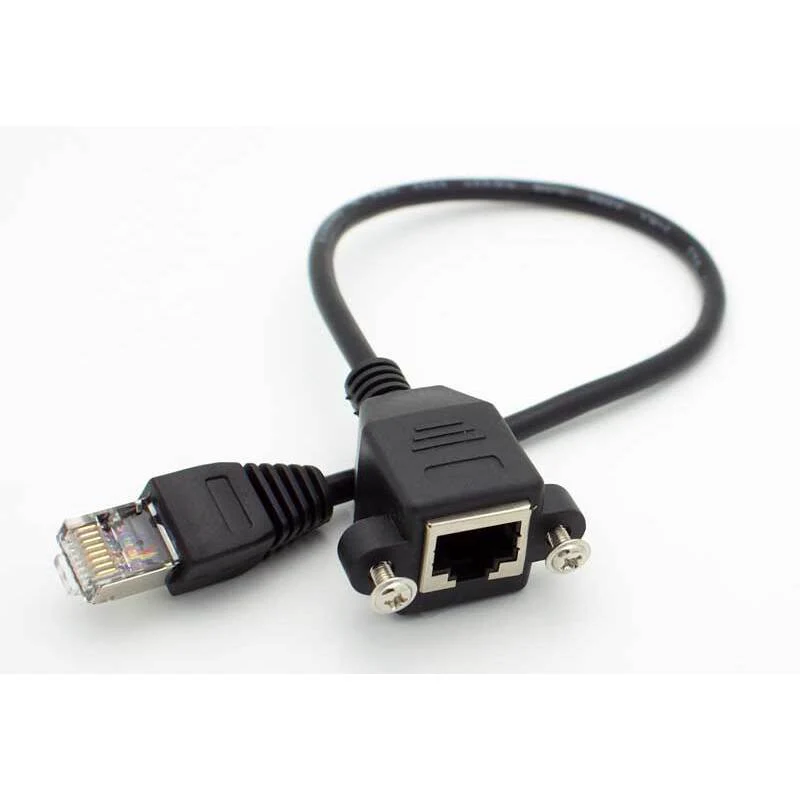 Panel Mount RJ-45 Jack / Panel Mount RJ-45 Extension Cable - 11"