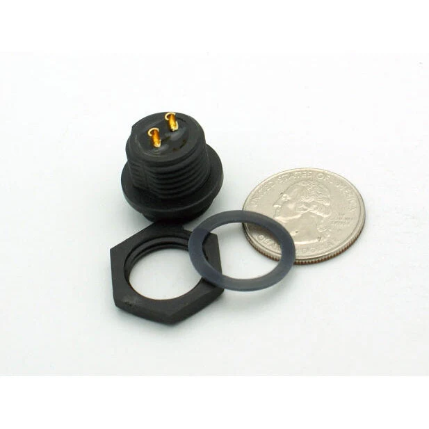 Medium Series 2 Pin Female Chassis Mount Waterproof Connector - 18-24 AWG - Image 4