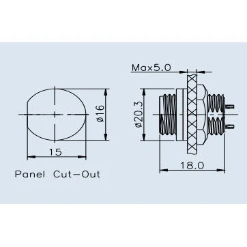 Medium Series 2 Pin Female Chassis Mount Waterproof Connector - 18-24 AWG - Image 6