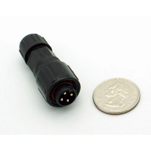 Medium Series 4 Pin Male Inline Waterproof Connector - 18-24 AWG - Image 2
