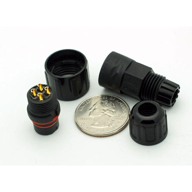 Medium Series 4 Pin Male Inline Waterproof Connector - 18-24 AWG - Image 4