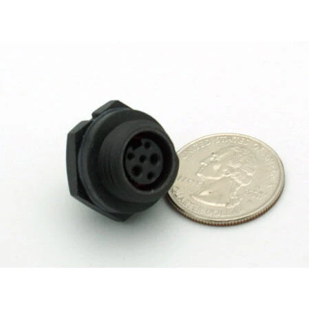 Medium Series 6 Pin Female Chassis Mount Waterproof Connector - 18-24 AWG - Image 2