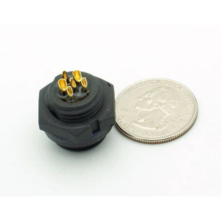 Medium Series 6 Pin Female Chassis Mount Waterproof Connector - 18-24 AWG - Image 3
