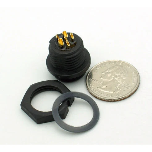 Medium Series 6 Pin Female Chassis Mount Waterproof Connector - 18-24 AWG - Image 4