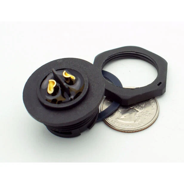Extra Large Series 2 Pin Female Chassis Mount Waterproof Connector - 12-18 AWG - Image 4