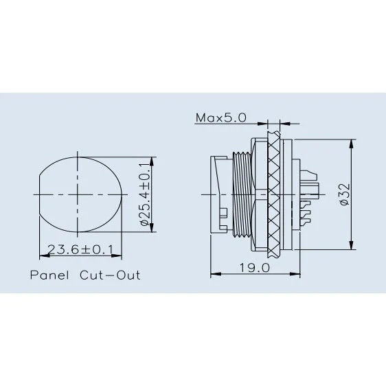 Extra Large Series 2 Pin Female Chassis Mount Waterproof Connector - 12-18 AWG - Image 6