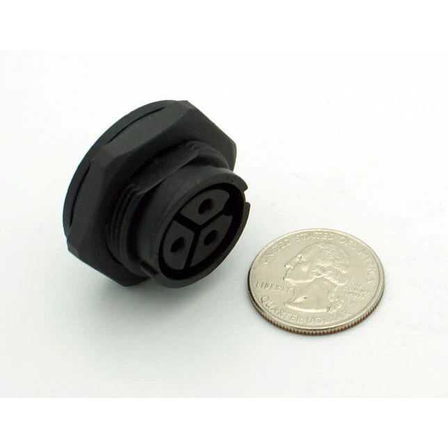 Extra Large Series 3 Pin Female Chassis Mount Waterproof Connector - 12-18 AWG - Image 2