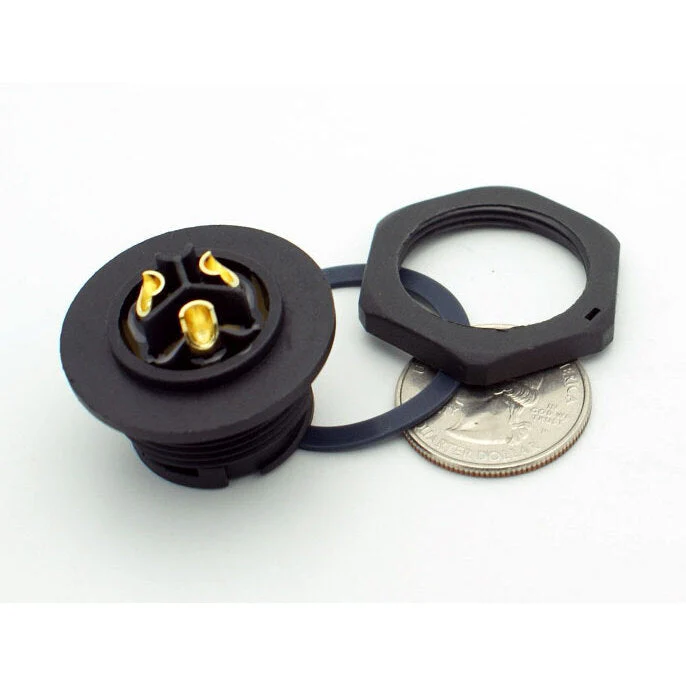 Extra Large Series 3 Pin Female Chassis Mount Waterproof Connector - 12-18 AWG - Image 4