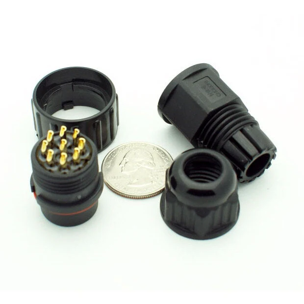 Extra Large Series 9 Pin Male Inline Waterproof Connector - 18 AWG - Image 4