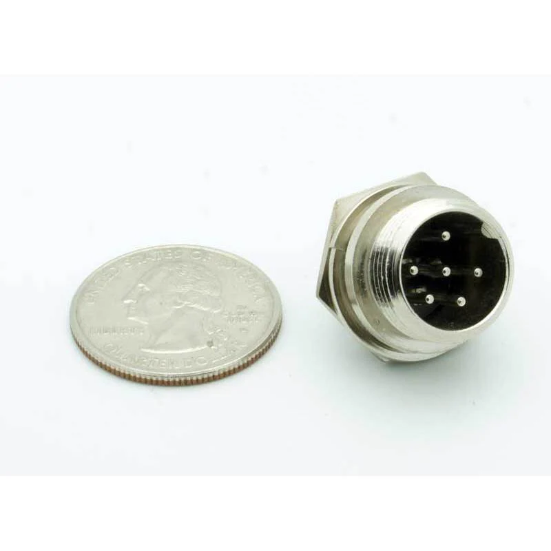 6 Pin Male Chassis Mount CB Mic Connector - Image 2