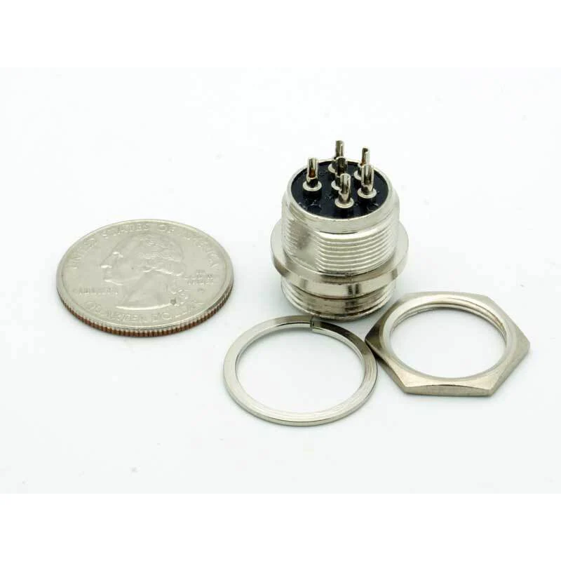 6 Pin Male Chassis Mount CB Mic Connector - Image 4