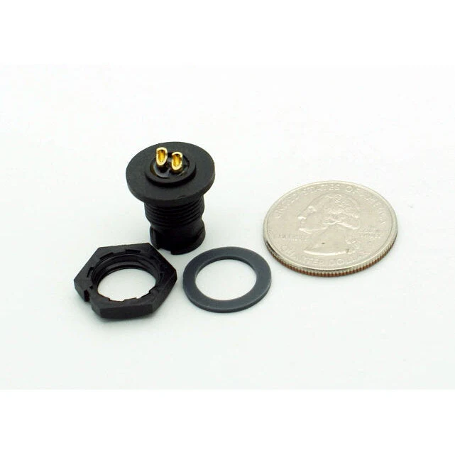 Small Series 2 Pin Male Chassis Mount Waterproof Connector - 20-26 AWG - Image 4