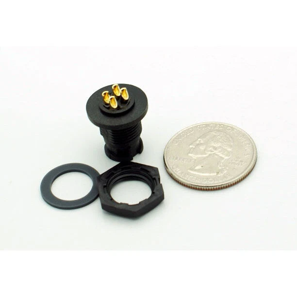 Small Series 4 Pin Male Chassis Mount Waterproof Connector - 20-26 AWG - Image 4