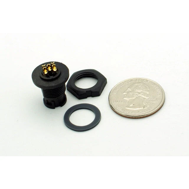 Small Series 5 Pin Male Chassis Mount Waterproof Connector - 20-26 AWG - Image 4