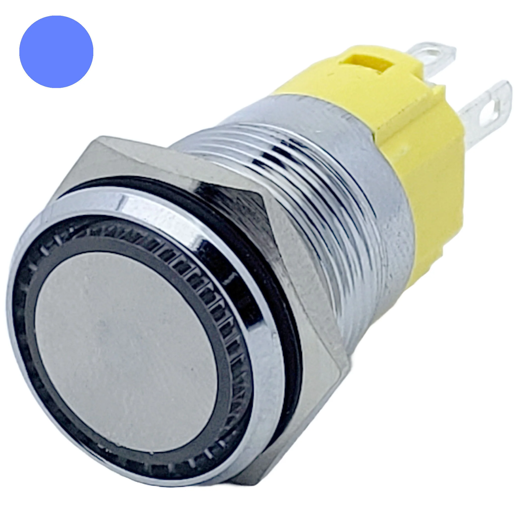Waterproof Metal Latching Push Button Switch with Blue LED Indicator