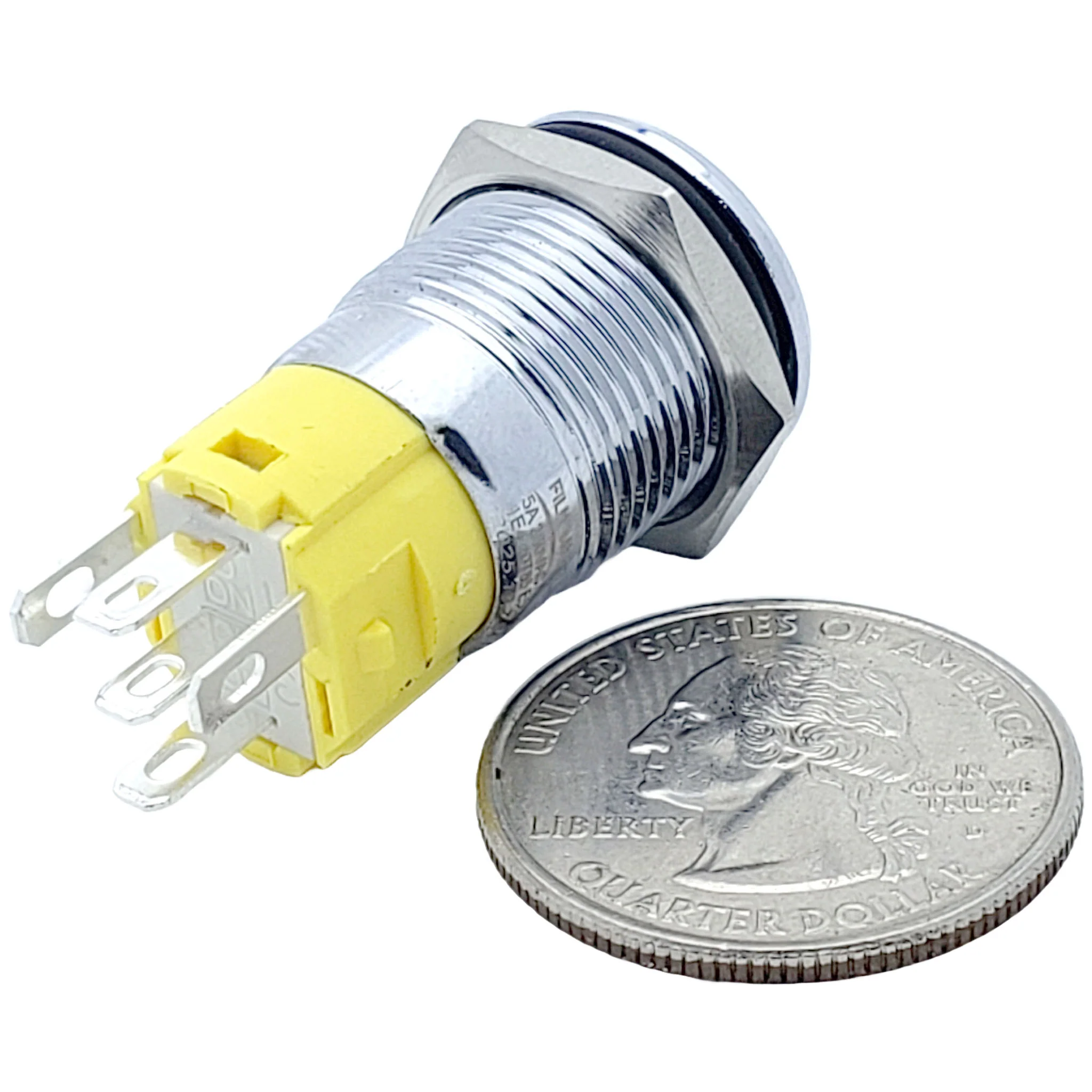 Waterproof Metal Latching Push Button Switch with Red LED Indicator - Image 2