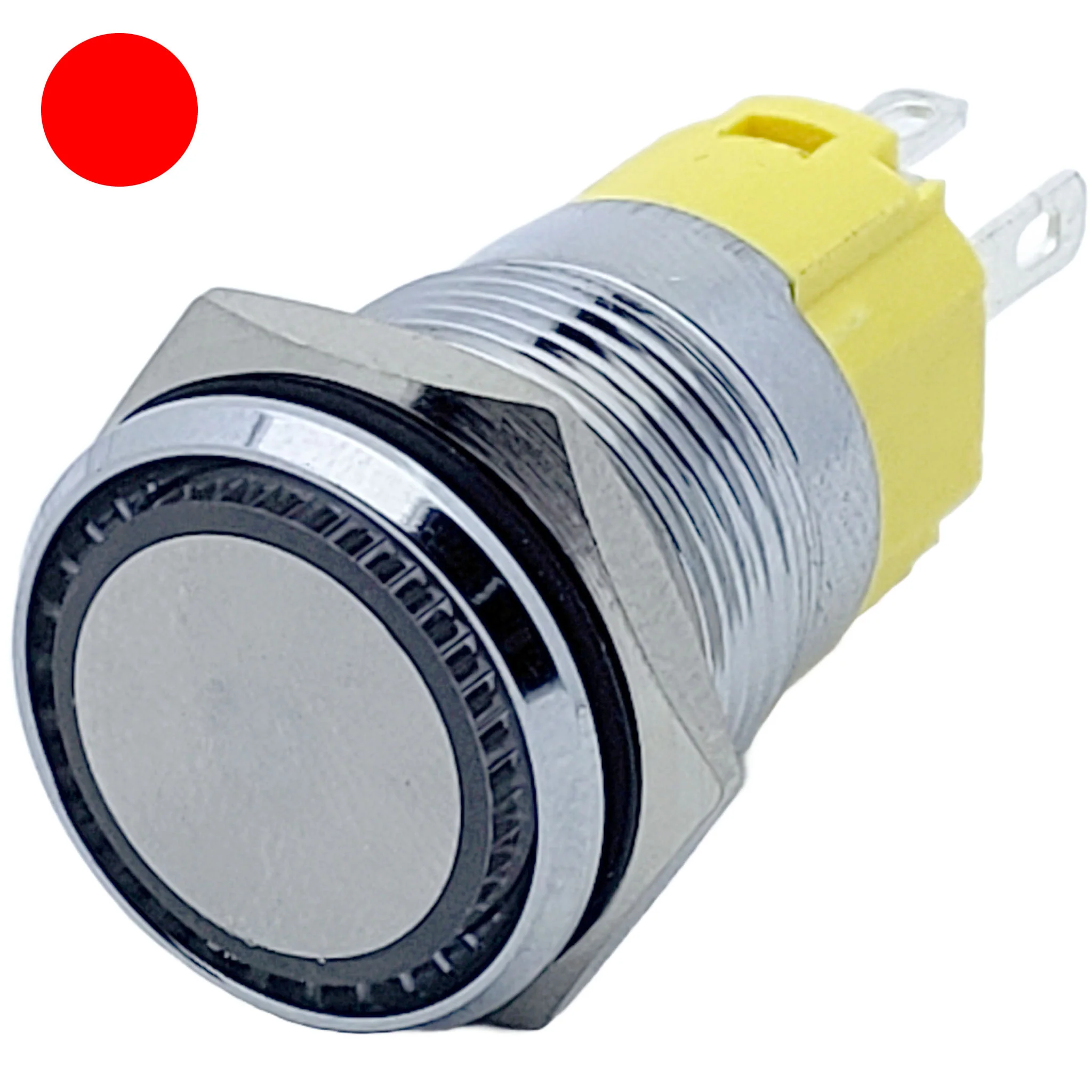 Waterproof Metal Latching Push Button Switch with Red LED Indicator