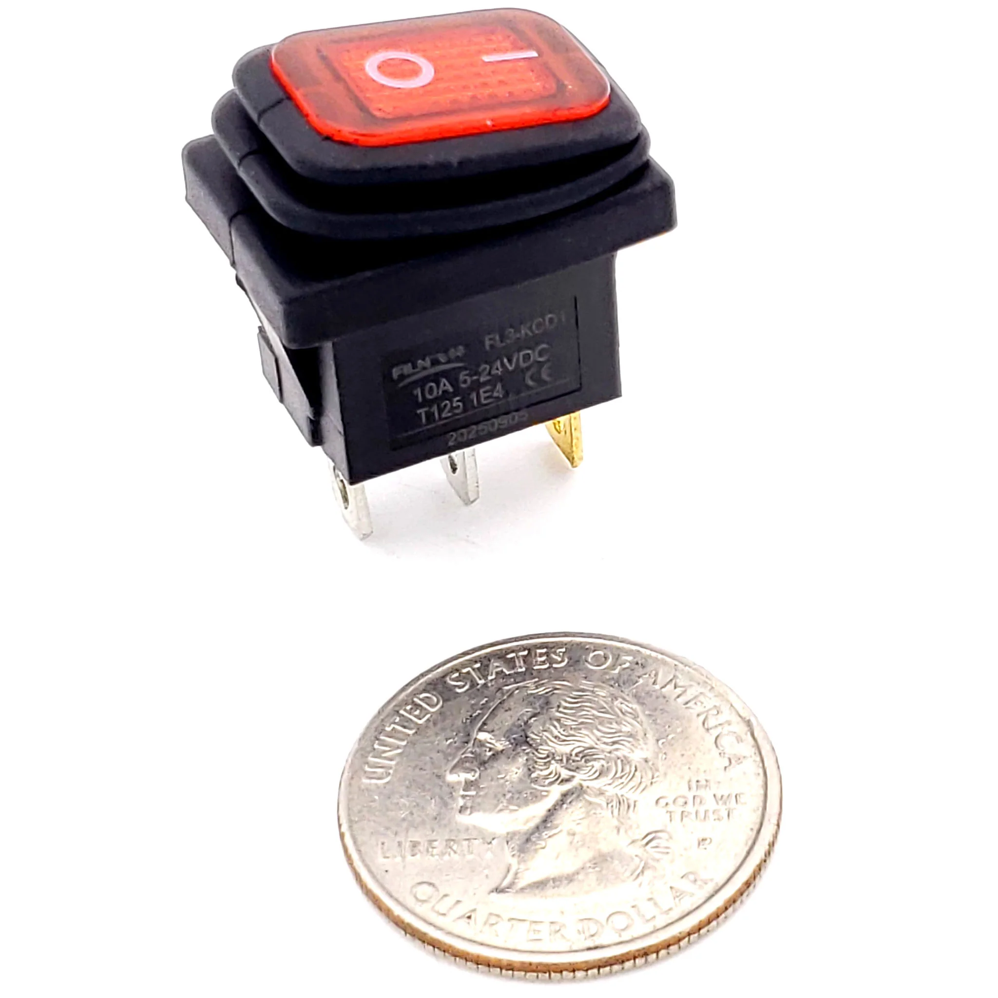 Waterproof Red Rocker Switch 12 VDC SPST - Image 2