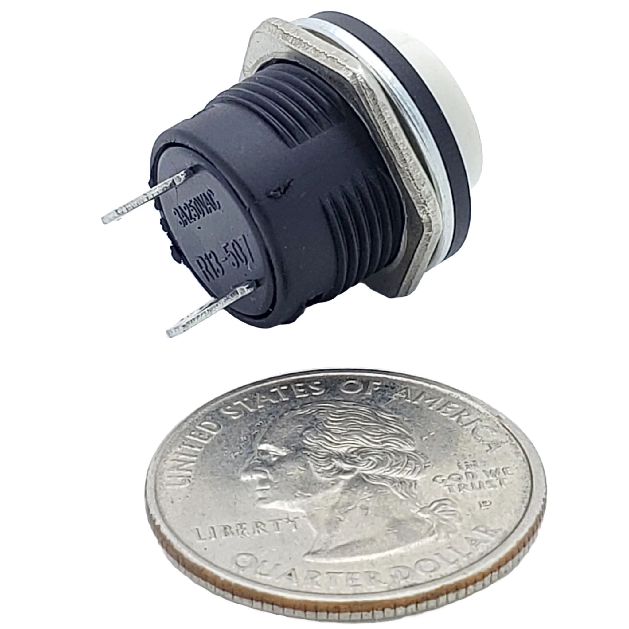 White Momentary Push Button Switch - SPST ON - (OFF) 3A 250V AC Panel Mount - Image 2