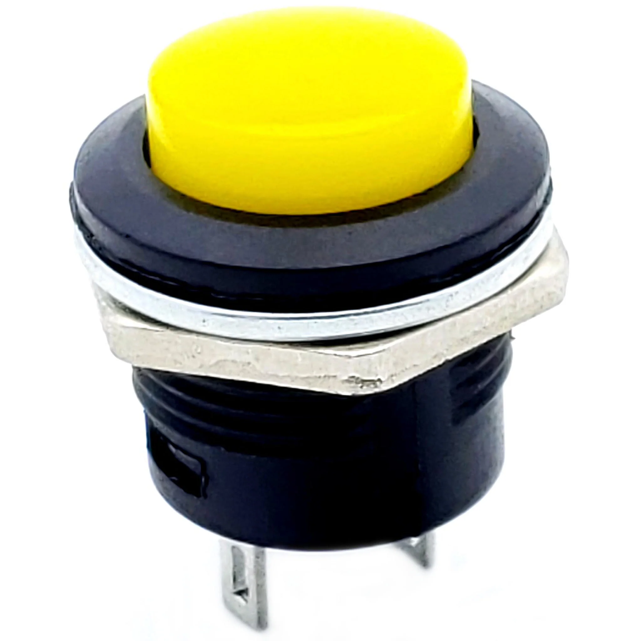 Yellow Momentary Push Button Switch – SPST ON - (OFF) 3A 250V AC Panel Mount